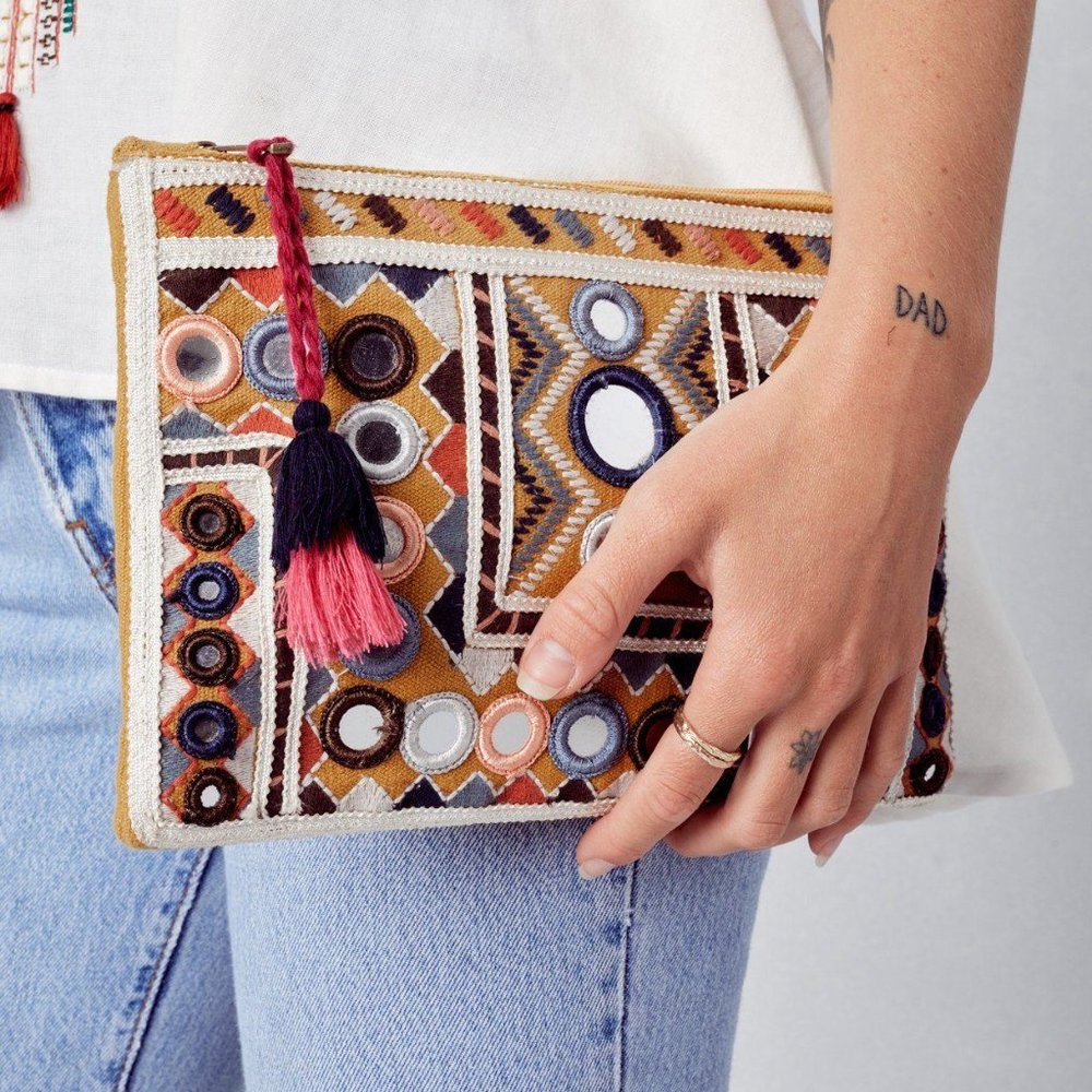 NWT Boho mirrored Clutch Purse